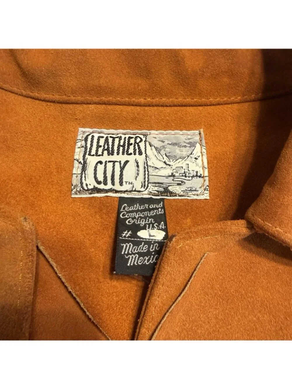 Vintage Leather City Fringe Western Coat Mens Large L Brown